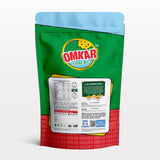 Back side of Omkar Farali Chivda packet showing ingredients and branding.