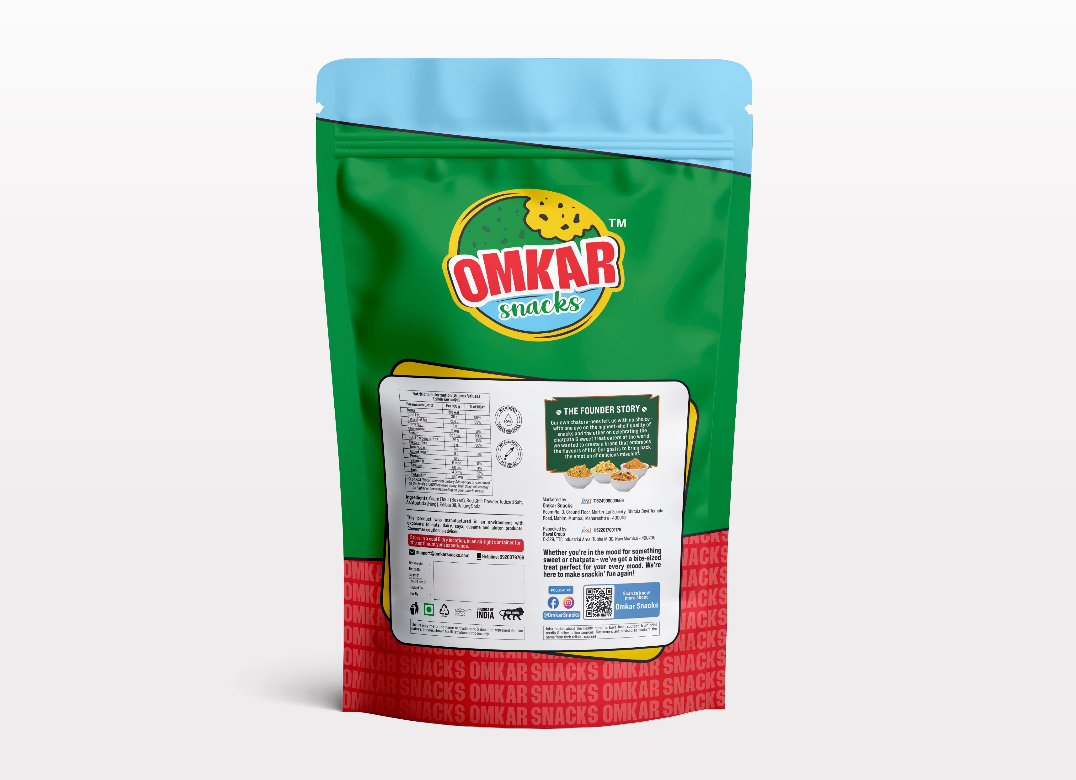 Tikha Gathiya pack with nutritional details and back label view